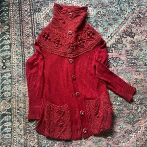 Anthropologie Sleeping on Snow Cablepom cardigan sweater